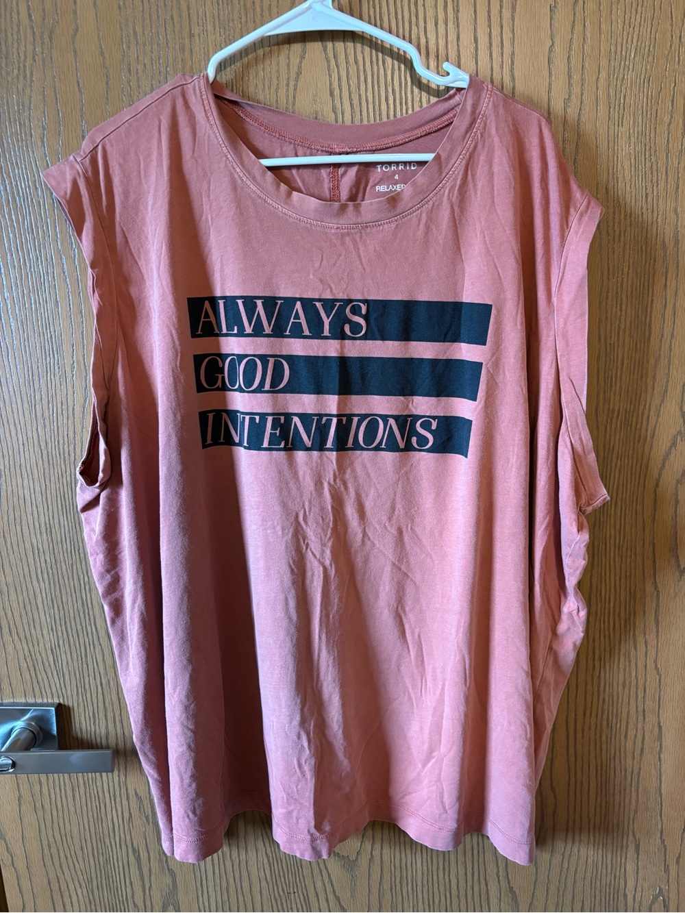 torrid Rust Orange 'ALWAYS GOOD INTENTIONS' Graphic Muscle Tee